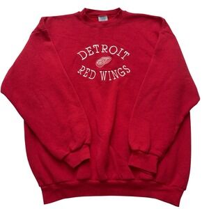 Logo 7 Detroit Red Wings Sweatshirt Mens XL Red Embroidered Heavyweight Vintage